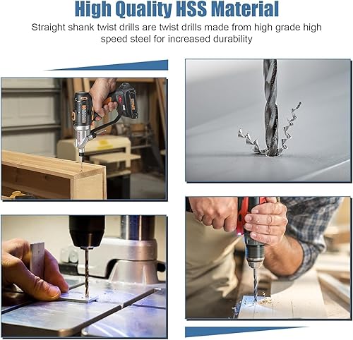 Extra Lungo HSS Punta Trapano Diametro 4mm Lunghezza 200mm, Punta Elicoidale Extra Lunghe In Acciaio ad Alta Velocità, Trapano a Coclea Codolo Dritto per Legno, Alluminio, Plastica - Honorern