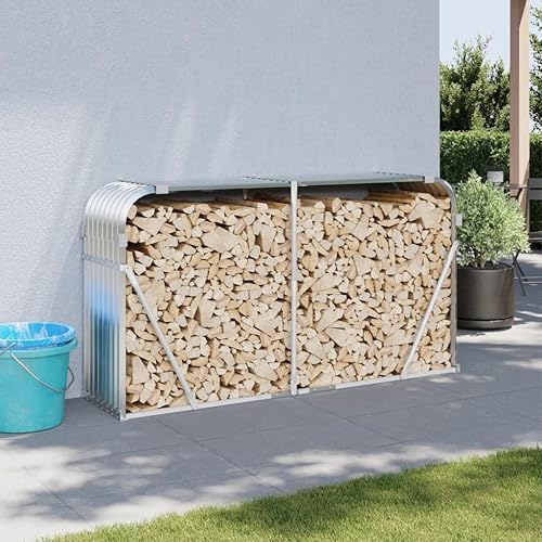 Portalegna da Esterno, Scaffale in Metallo, Legnaia da Esterno in Acciaio Zincato Antracite 80x45x190 cm - Honorern