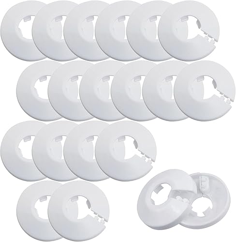 Termosifone Copertura per Tubi, 20 Corone di Tappi in Plastica, Polipropilene, Diametro 17 mm, Decorazione di Tubi per Radiatori, per Tubi Dell'acqua, Tubi del Riscaldamento, Tubi del Gas (Bianco) - Honorern