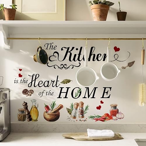 Runtoo Adesivi Murali Cucina Frasi Adesivi da Parete Cucina Scritte Moderna Decorazioni Muro Cucina Sala da Pranzo Ristorante - Honorern