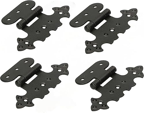 KOTARBAU® Set di 4 cerniere decorative per armadi, asimmetriche, stile retrò, colore nero anticato - Honorern