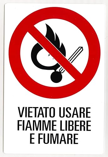 TIESSE - VIETATO USARE FIAMME LIBERE E FUMARE - Cartello (non adesivo) Forex (PVC espanso) - Dimensione: 120x180 mm - MADE IN ITALY - Honorern
