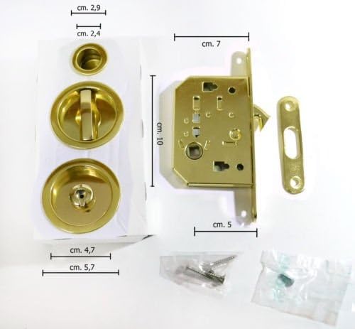 KIT SERRATURA PER PORTE SCORREVOLI EDGE 25 OTTONE LUCIDO - Honorern