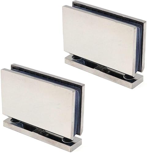 Set di 2 cerniere per porte in vetro senza telaio NUZAMAS, accessori per l'installazione della doccia, acciaio inossidabile 304, cerniera per porta in vetro a 360 gradi - Honorern