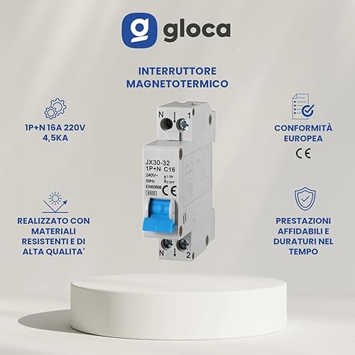 Set 3 Interruttori Magnetotermici Automatici 1P+N 16A 220V 4.5KA 1 Modulo DIN C16 - Honorern