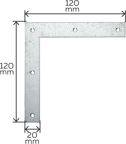 Alberts 332877 Squadretta angolare, zincata con procedimento Sendzimir, 120 x 120 x 20 mm, Set da 12 - Honorern
