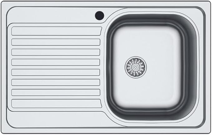 Lavello incasso in acciaio inox satinato gocciolatoio sinistro 79x50 cm - Samet Classic 273 - Honorern