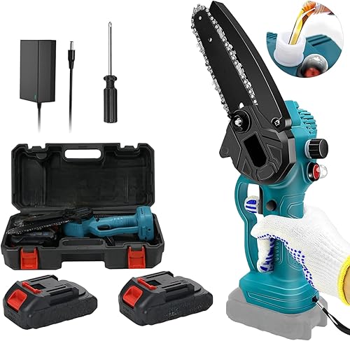 Motosega a Batteria con Lama da 12' (30cm) Taglio Massimo 30 cm Elettrosega due Batterie 68V 6000mAh con Pompetta Olio per Lubrificazione Catena Automatica per Tagliare Rami e Legno - Honorern