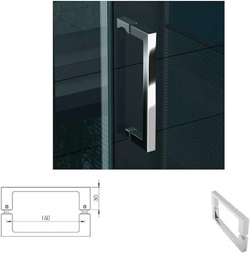 Maniglia Quadra in Zama per Box Doccia con Finitura Cromo Lucido e Viti Incluse - Coppia di 2 Pezzi - Honorern