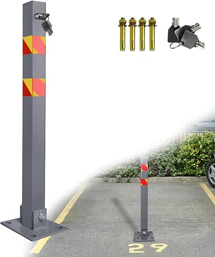 TRMLBE Barriera di Parcheggio Pieghevole Dissuasore di Parcheggio Quadrato in Acciaio per Posti Auto con 3 Chiavi con Strisce Riflettenti (3 Pezzi) - Honorern