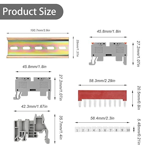 Morsetti Elettrici Rapidi, Din Morsettiera Distribuzione, 10 Pezzi, Grigio Morsetti per Cavi Elettrici, Campo di Connessione 0,5-2,5 mm², Morsetto Guida Din, per Cablaggio, Conversione Circuito - Honorern