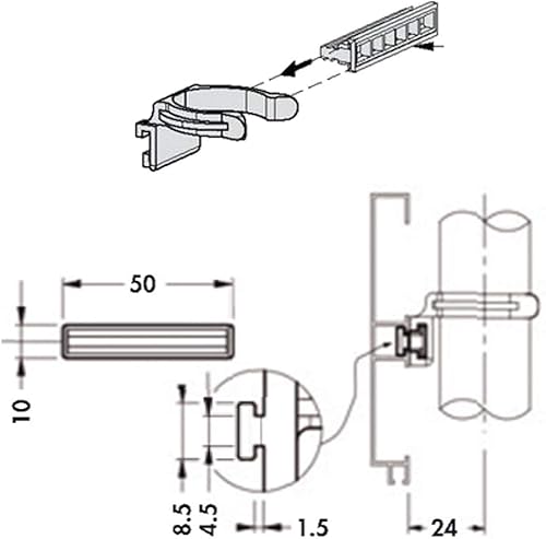 Cylingcolors - 10 Clip per Trapano a Forma di Coda di Albero, in plastica, Base per mobili, 28 mm, 34 mm, per Cucina e Bagno, Ø 34 mm - Honorern