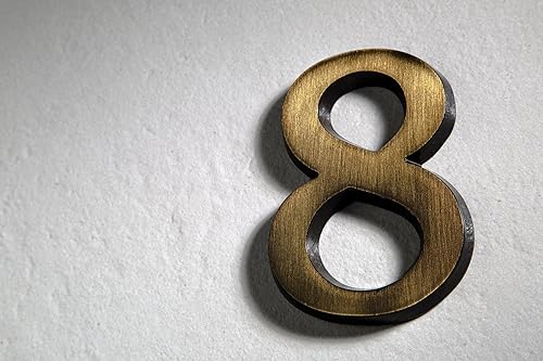 numero civico 8 in ottone 10 cm I numeri civici per casa e porta I numero civico 3D I targhette con numero civico in nobile ottone antico 3D design - Honorern