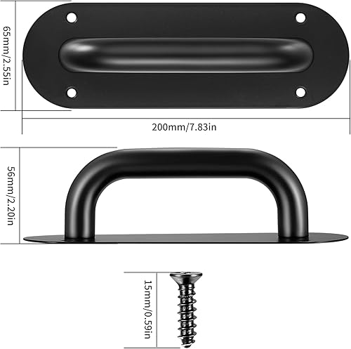HAOCHEN 2 Pz Maniglia Porta Scorrevole in Acciaio Inox, Maniglione per Porta, Maniglie per Porte Mobili, Maniglie per Armadio, Cancello, Garage - 200 x 65 mm, ovale, nero - Honorern