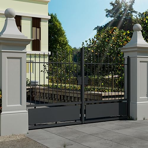 Cancello in ferro battuto mod. Poseidone – 185/200 cm h – in varie lunghezze - per recinzione esterna (larghezza 350 cm x 185/200 h cm) - Honorern