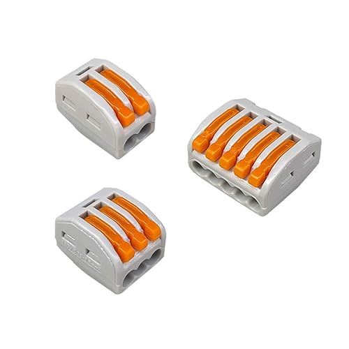 30 Pezzi Leva-Dado Cavo Connettore Kit, Conduttore Compatto Connettore, Morsettiera Connettore Molla, Morsettiera Cavo Connettore Rapido (PCT-212, PCT-213, PCT-215) - Honorern