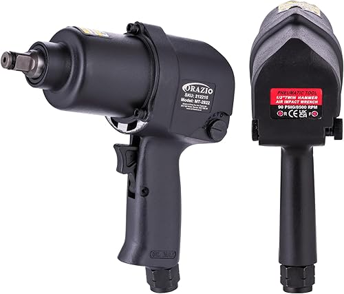 Set di Avvitatore a Impulsi Pneumatico 1/2' 720 NM Twin Hammer con 8 Bussole 12-24mm Professionale Chiave a Percussione ad Aria Svita e Avvita per Ruote Auto Furgoni Moto - Honorern