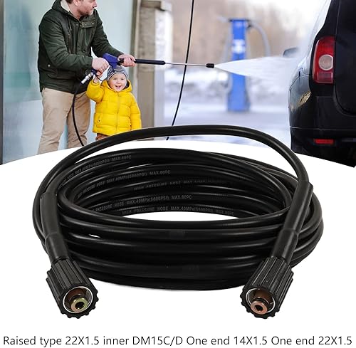 Tubo Flessibile per Idropulitrice Ad Alta Pressione, Lunghezza 9 M, per Autolavaggio, per Tubo di Prolunga per la Pulizia 'acqua (2 estremità M22 inserto 15 mm) - Honorern