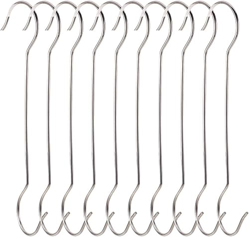 Ganci da appendere a forma di S da 30 cm, misura grande, in acciaio inox, per utensili da cucina, pentole, utensili, piante, asciugamani, attrezzi da giardinaggio, vestiti, pacco da 10 pezzi - Honorern