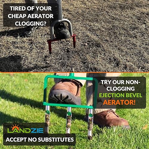 Landzie Aeratore manuale per forchetta, attrezzo per carotaggio 100 cm in acciaio inox resistente per erba e prato con denti sostituibili per terreni compattati per la cura del prato e il giardinaggio - Honorern