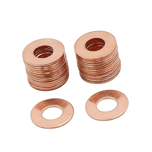Rame Rondella M8 x 18mm x 1mm Piatto Sigillante Guarnizione anellos (Set di 30) - Honorern