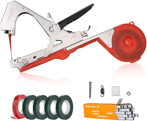 AOSOME ASAP 1618 Legatrice per Piante - Attrezzo Tapener da Giardino per Vigneto e Rami (Pomodori, Melanzana, Fiori, Verdura), Strumento di Legare Manuale, Nastro Universale - Honorern