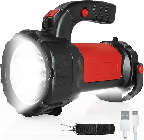 Torcia Potente Professionale, Lanterna da Campeggio Ricaricabile con Luce Laterale 6000 Lumen 6 Modalità Impermeabile LED Torcia Portatile Flashlight per Campeggio Trekking Caccia Verde - Honorern