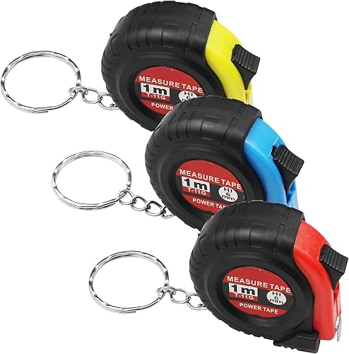 3 Pezzi Mini Metro a Nastro Retrattile, 1 m Righello Retrattile in ​​Plastica Portatile, Misura Di Nastro con Portachiavi per Mini Tasca, 3 Colori - Honorern