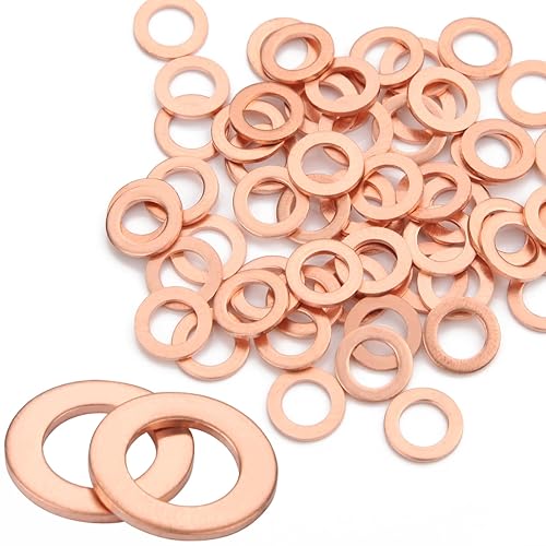 50 anelli di tenuta in rame, rondelle M10 x 14 x 1 set di guarnizioni in rame, dischi piatti, viti di scarico dell'olio, guarnizioni per viti, automobili, navi e generatori di macchine - Honorern