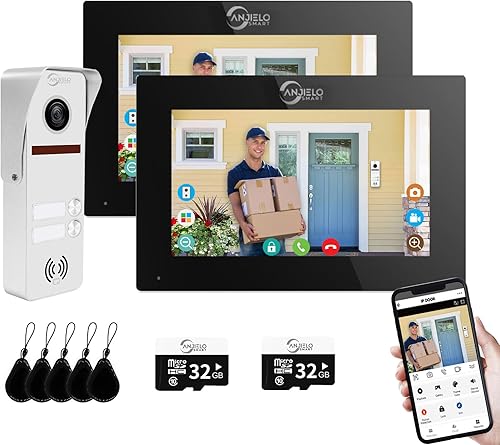 Sistema di videocitofono cablato 2 unità 7 pollici Touch Monitor WiFi Kit videocitofono, monitoraggio, 3 in 1 sblocco per casa appartamento, Tuya (Bianco) - Honorern