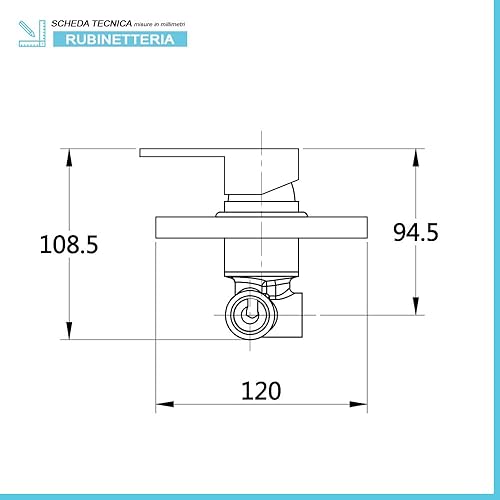 Miscelatore doccia a incasso nero opaco con deviatore, design squadrato in ottone con leva monocomando e corpo a incasso incluso, KUBO - Honorern