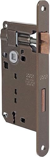 Serratura AGB patent piccola- scrocco reversibile e mandata BRONZATA ENTRATA 50 - Interasse 70 mm. Frontale bronzato mm.20x188 mm. Compresa la chiave. Il prezzo non include la contropiastra. - Honorern