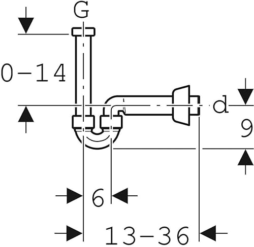 Geberit 151,113.11,1 curvo-Sifone estensibile, uscita d32 mm - Honorern