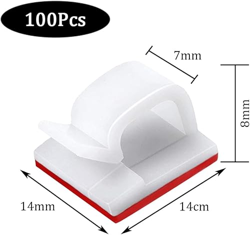 TRKETK 100 Pezzi Clip per Cavi, Clip per Cavi Autoadesive Ganci da Esterno per Luci Supporto per Gestione Cavi Cavi Mini Ganci per Auto Ufficio Casa Natale Decorazioni da Appendere Fata Luce (Bianco) - Honorern