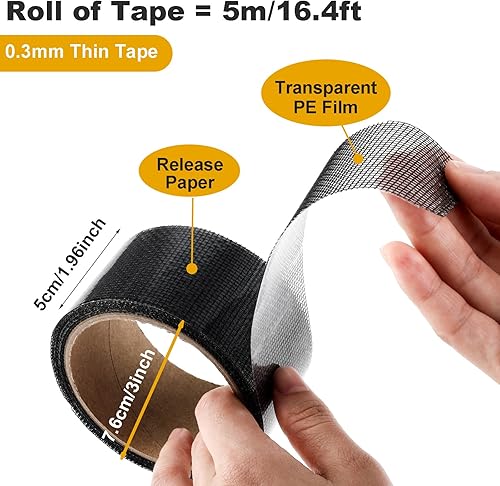 Nastro autoadesivo per la riparazione di finestre, 60,9 cm x 457 cm, kit di toppe per riparazione schermo di finestre o porte, nastro adesivo forte, in fibra di vetro, nastro di riparazione - Honorern