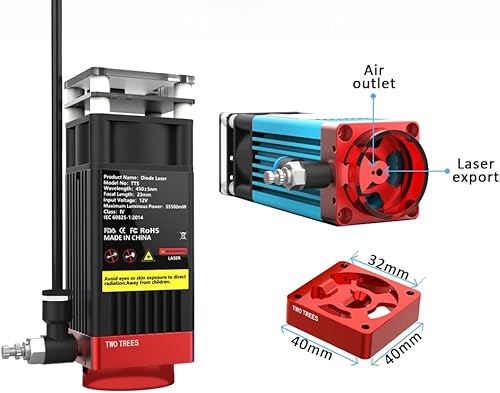 Air Assist Set, 30 l/min, flusso d'aria Air Assist Set per incisore laser TS2-10W, TS2-20W, TTS-25, TTS-55, TTS-10, rimuove fumo e polvere, silenzioso e facile da montare. - Honorern