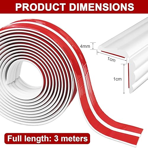Listelli decorativi autoadesivi, morbidi, autoadesivi, utilizzati per la protezione degli angoli, adatti per porte, finestre, pareti e pavimenti (2 cm x 3 m) - Honorern