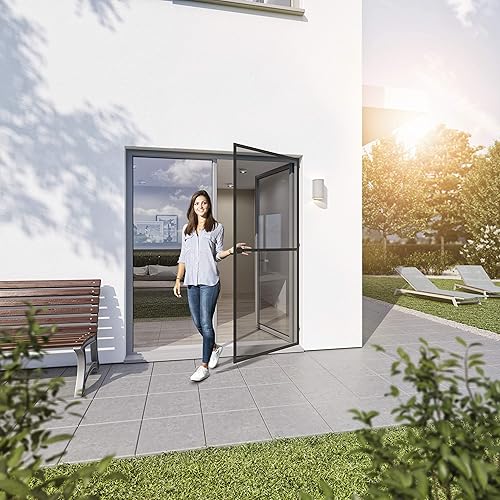 Rhino Insect Screen Porta zanzariera, telaio in alluminio per porta accorciabile singolarmente, 100 x 210 cm, antracite, 04311 - Honorern