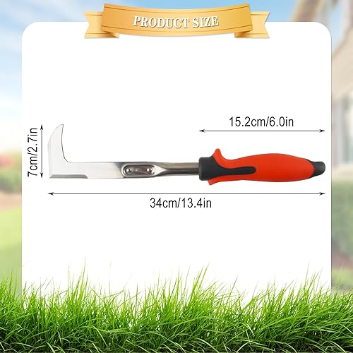 Sarchiatore per Erbacce, Sarchiatrice da Giardino in Acciaio Inossidabile con Sarchiatore con Manico in Legno, Taglia Erbacce Manuale a Falce per Rimuovere Erbacce e Muschio (30 cm) - Honorern
