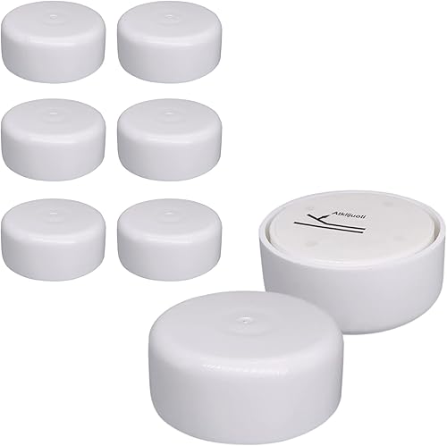 SKIR'CO Confezione da 4 gambe per mobili in plastica regolabili in altezza, rotonde, Ø 55 mm, autoadesive, con adesivi (4, bianco) - Honorern