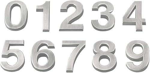 10pcs 0-9 numero segno per casa albergo numero di porta targa placca sticker targa segno 5 cm (argento) - Honorern