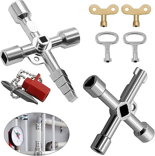 6 Pezzi Chiave a Croce Universale, Chiave Triangolare, Contatore Piazza Chiave, 4-Modi Multifunzionale Chiave, Chiave Quadrata, per Contatori Acqua ed Elettricità, Contatori Gas, Ascensori - Honorern