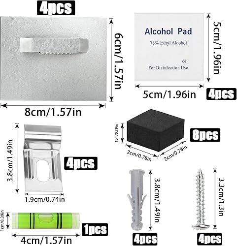 4 ganci autoadesivi per immagini da appendere senza forare, gancio adesivo per immagini pesanti, supporto per specchio da parete, vetro acrilico, pannelli compositi in alluminio con 29 pezzi (6 x 8 - Honorern