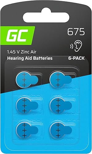 Green Cell Pulsante Marca Modello 6xBatteria do aparatów słuchowych Typ 675 P675 PR44 ZL1 ZincAir - Honorern