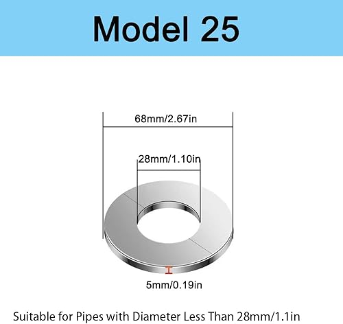 Flangia divisa da parete, in acciaio inossidabile, piastra autoadesiva per tubi del bagno, per tubo di scarico del rubinetto del radiatore, 61 mm, 2 pezzi - Honorern