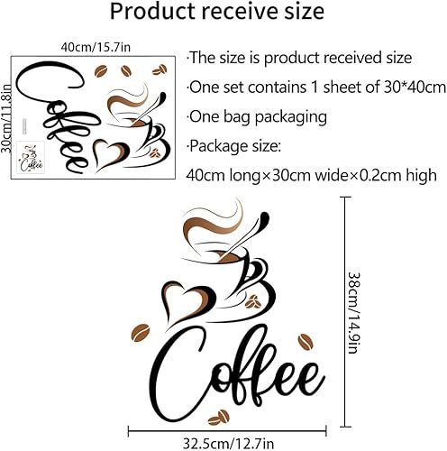 Adesivi da Parete caffè, Adesivi Murali Cucina,Tazze Sticker da Muro,Adesivi Cucina Caffè Decorazione Murale per Cafe Bar Sala da Pranzo Ristorante - Honorern