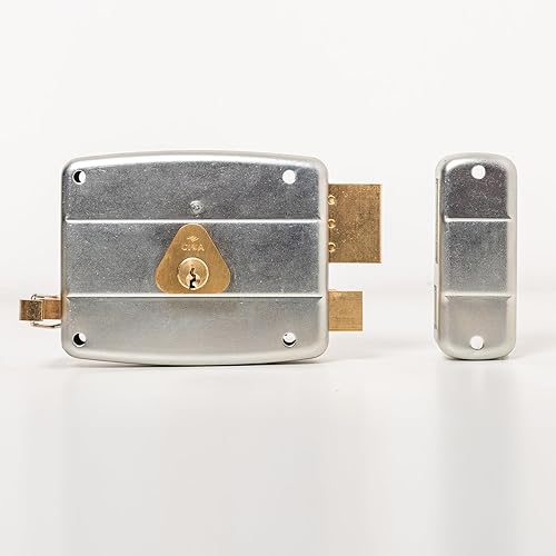 CISA - Serratura per Porte in Ferro da Applicare 15052160179 - Serratura in Acciaio Zincato con Cilindro e Tirante in ottone - Serratura Cancello Esterno Entrata 60 - Mano Destra Applicare - Honorern