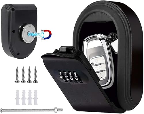 Cassaforte per Chiavi Magnetica, Cassetta di Sicurezza a Chiave Impermeabile, Cassaforte Porta Chiavi da Esterno con 4 Cifre Combinazione Codice, Cassetta Portachiavi Scatola per Casa Esterno Ufficio - Honorern