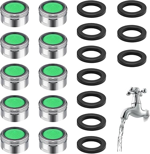10 PCS Aeratore Rubinetto M24, Filtri Rubinetti Lavandino, Rompigetto Rubinetto acciaio inox, Risparmio Idrico Antispruzzo con 10 Guarnizioni, per Facile Installazione, per Rubinetti Cucina Bagno - Honorern