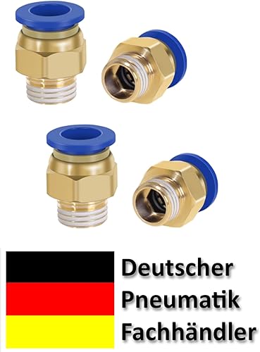 Raccordo a innesto pneumatico da 3/8' a 6 mm, 4 pezzi, connettore per aria compressa, qualità industriale - Honorern